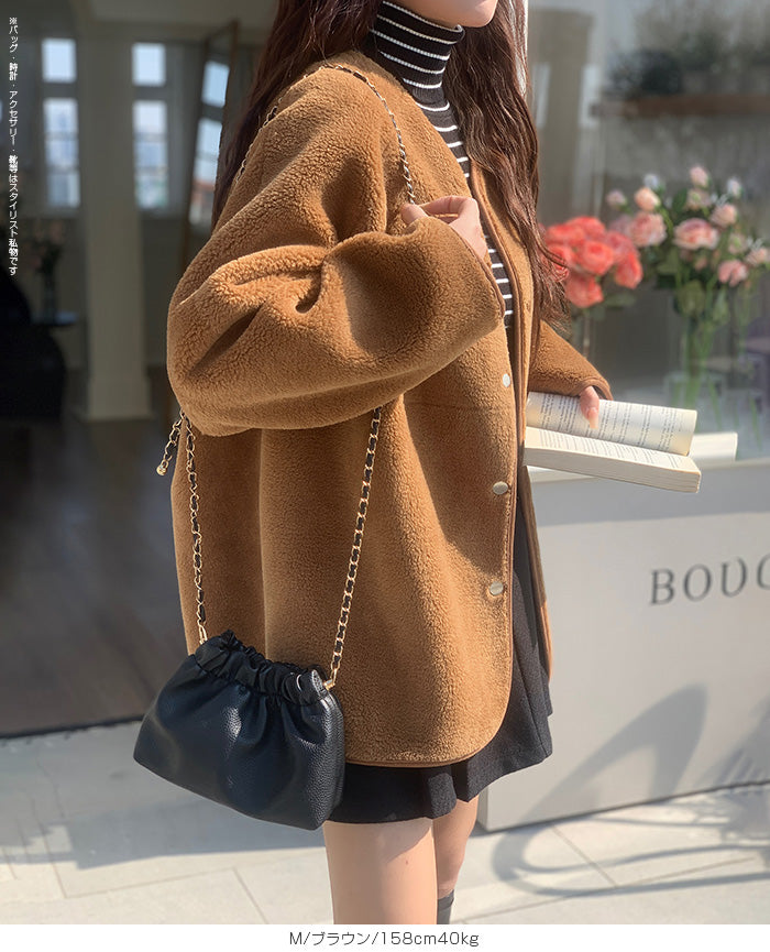 2WAYノーカラーリバーシブルコート