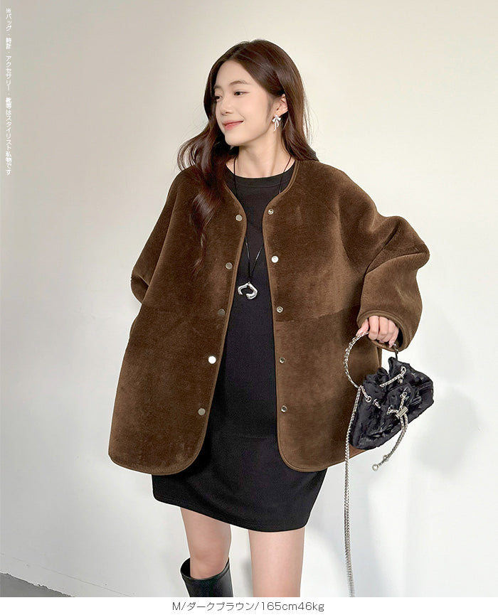 2WAYノーカラーリバーシブルコート