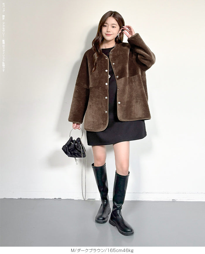 2WAYノーカラーリバーシブルコート