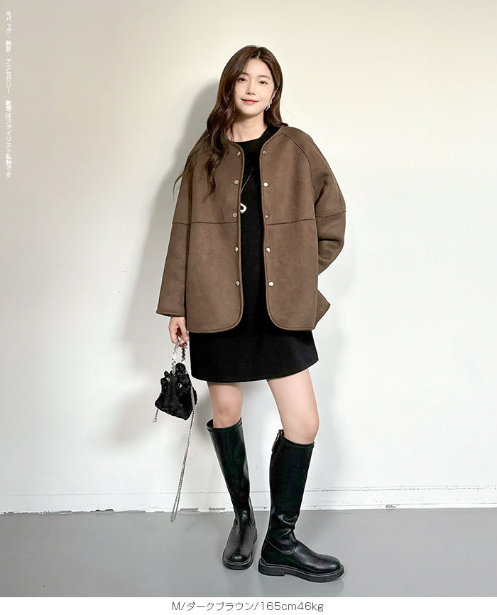 2WAYノーカラーリバーシブルコート