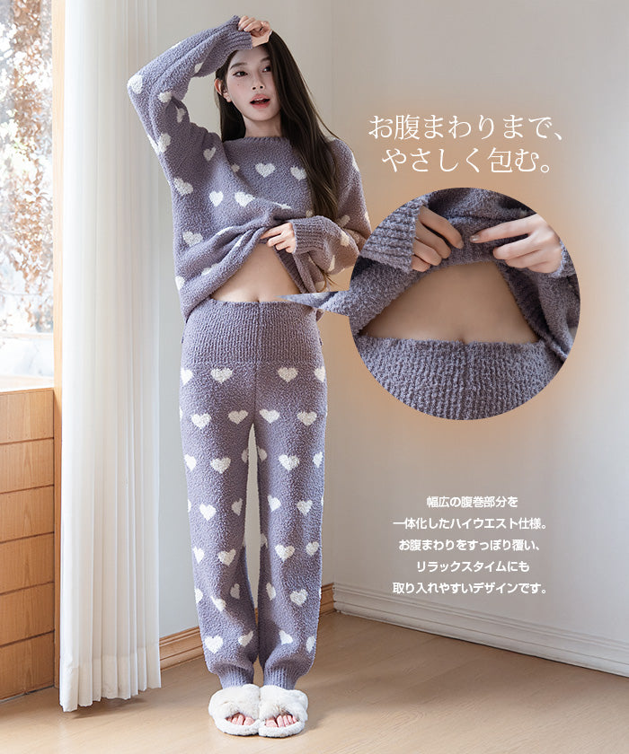 腹巻き付きニットルームウェア上下セット