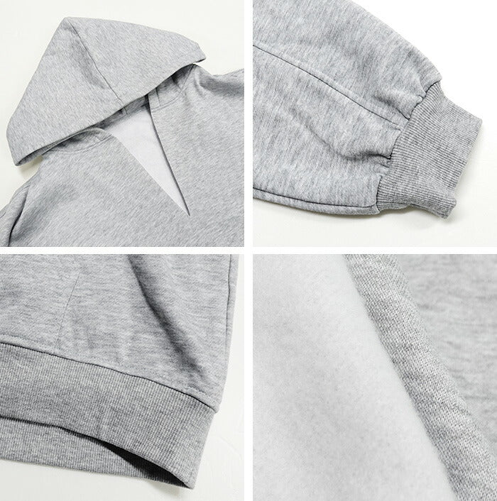 キーネック裏起毛スウェットパーカー