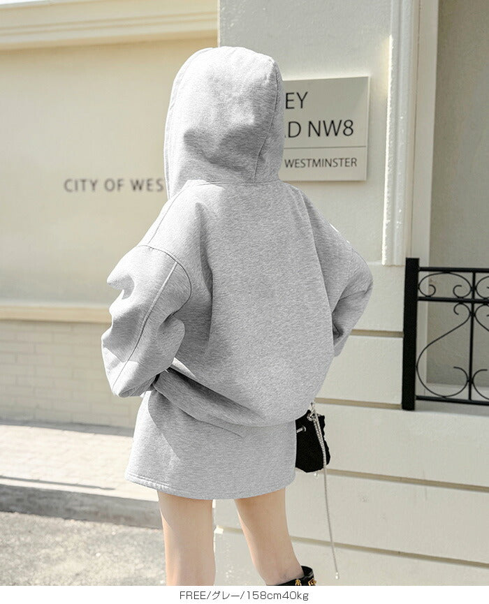 キーネック裏起毛スウェットパーカー