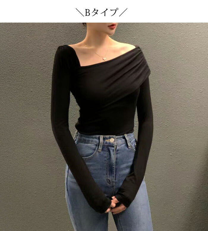 アンバランスドレープカットソー