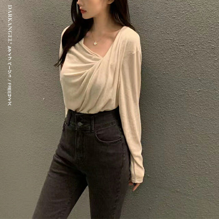 アンバランスドレープカットソー