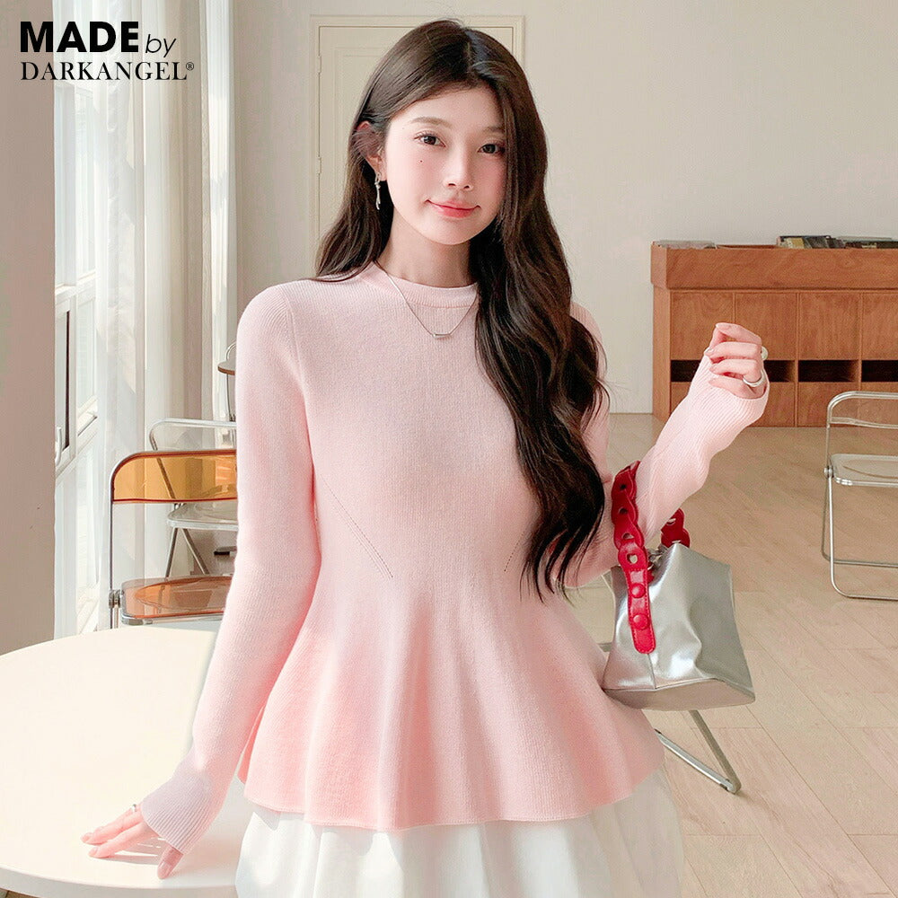 ペプラムニットセーター