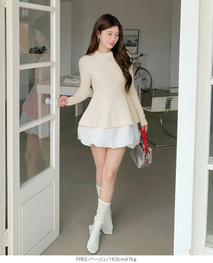 ペプラムニットセーター