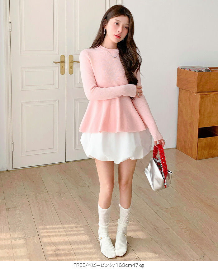 ペプラムニットセーター