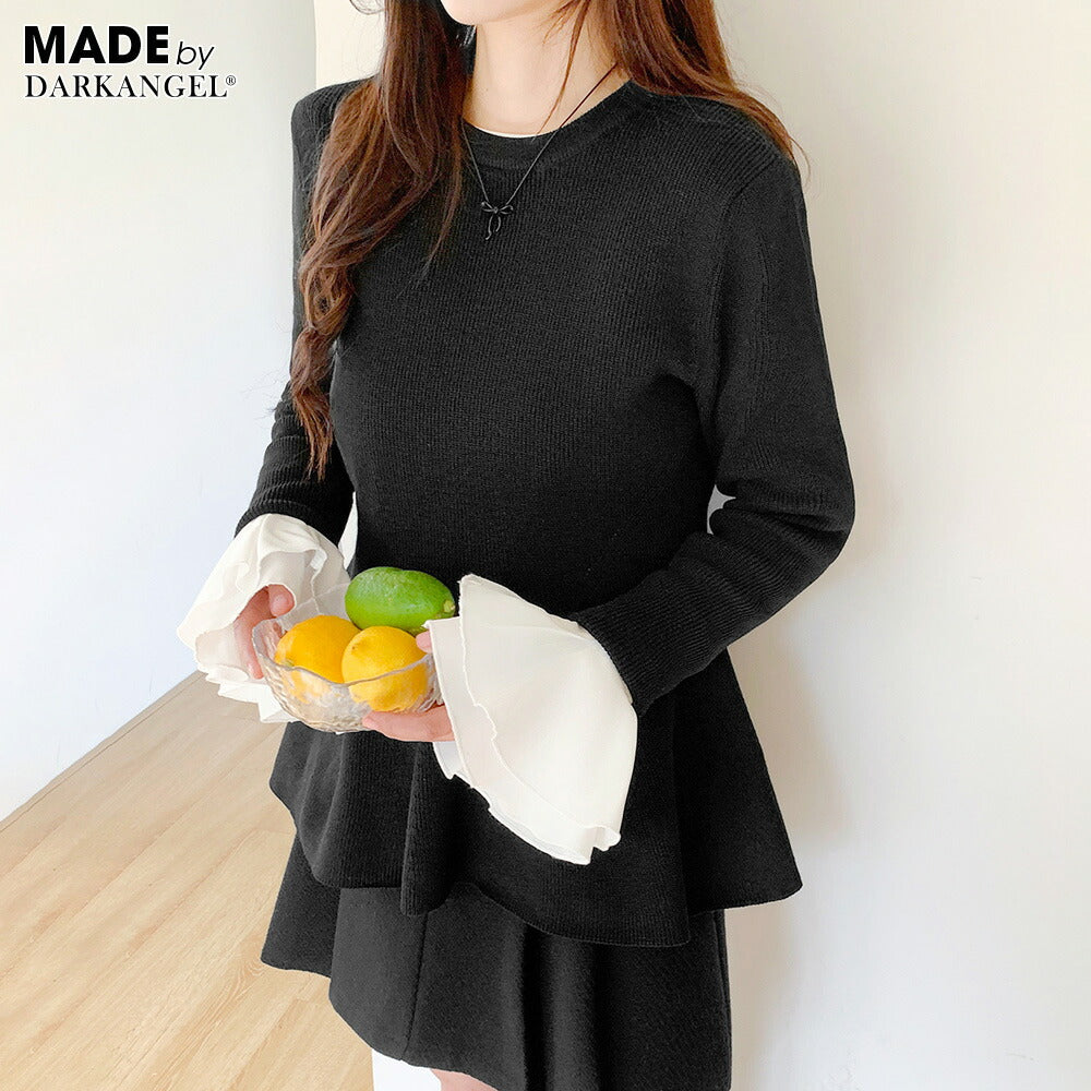 ペプラムニットセーター