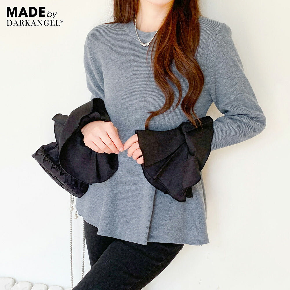 ペプラムニットセーター