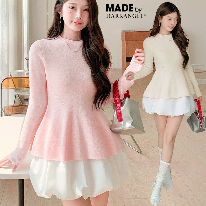 ペプラムニットセーター