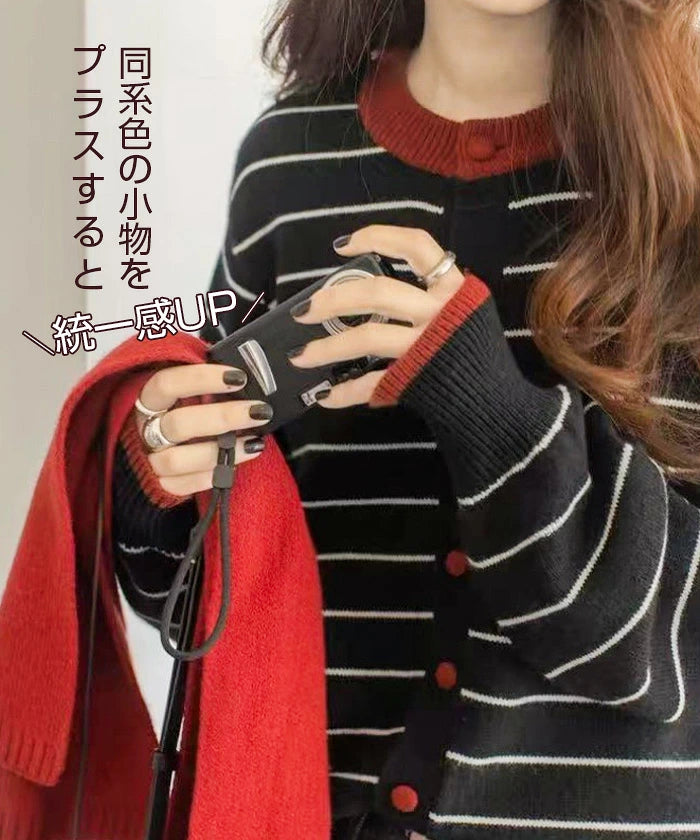 バイカラーボーダーカーデ