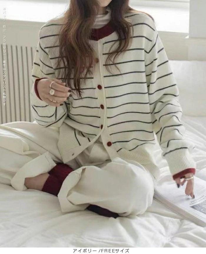 バイカラーボーダーカーデ