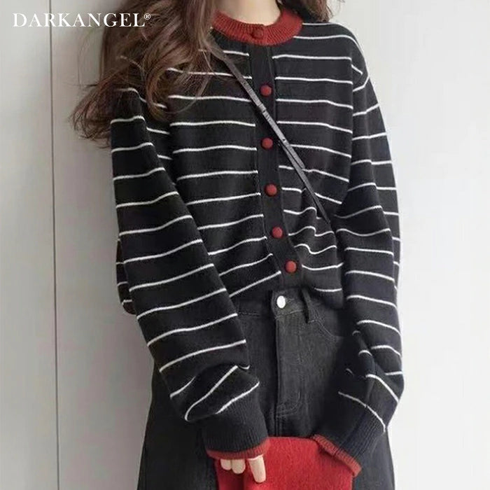 バイカラーボーダーカーデ