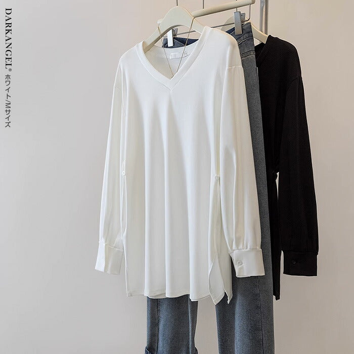 ウエストボタン付きロンT