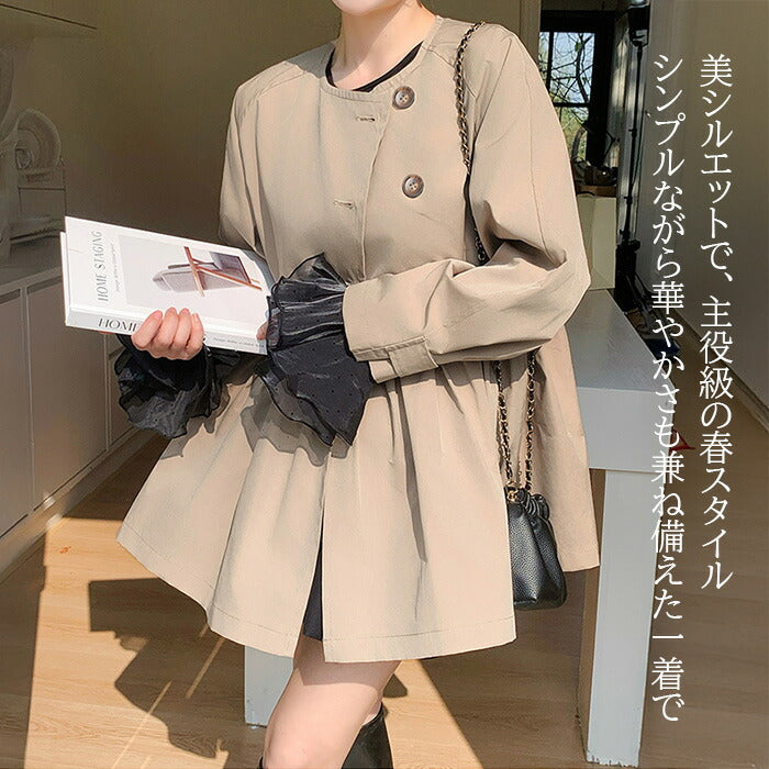 ペプラムデザインスプリングコート