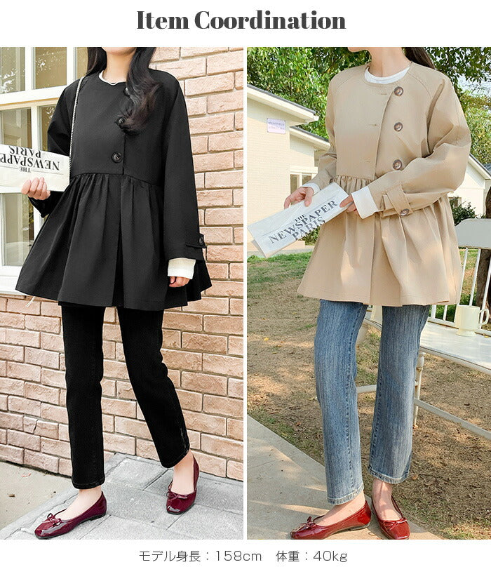 ペプラムデザインスプリングコート