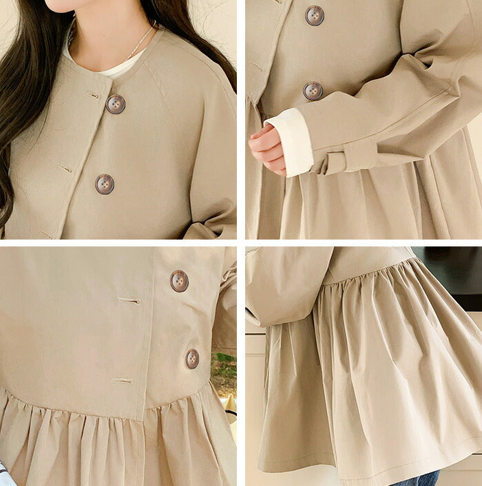 ペプラムデザインスプリングコート