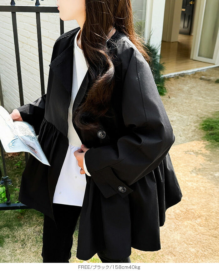 ペプラムデザインスプリングコート