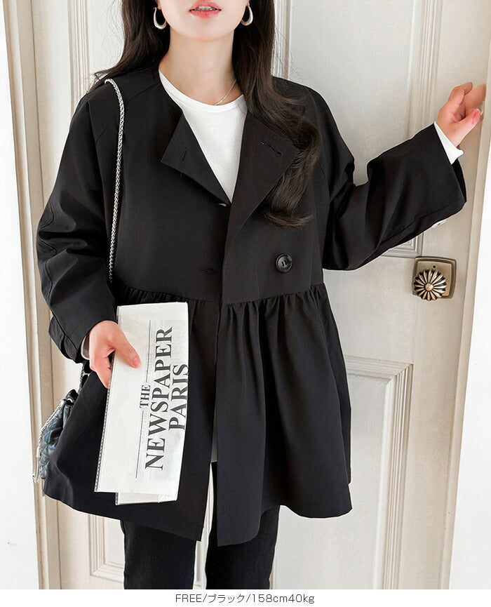 ペプラムデザインスプリングコート