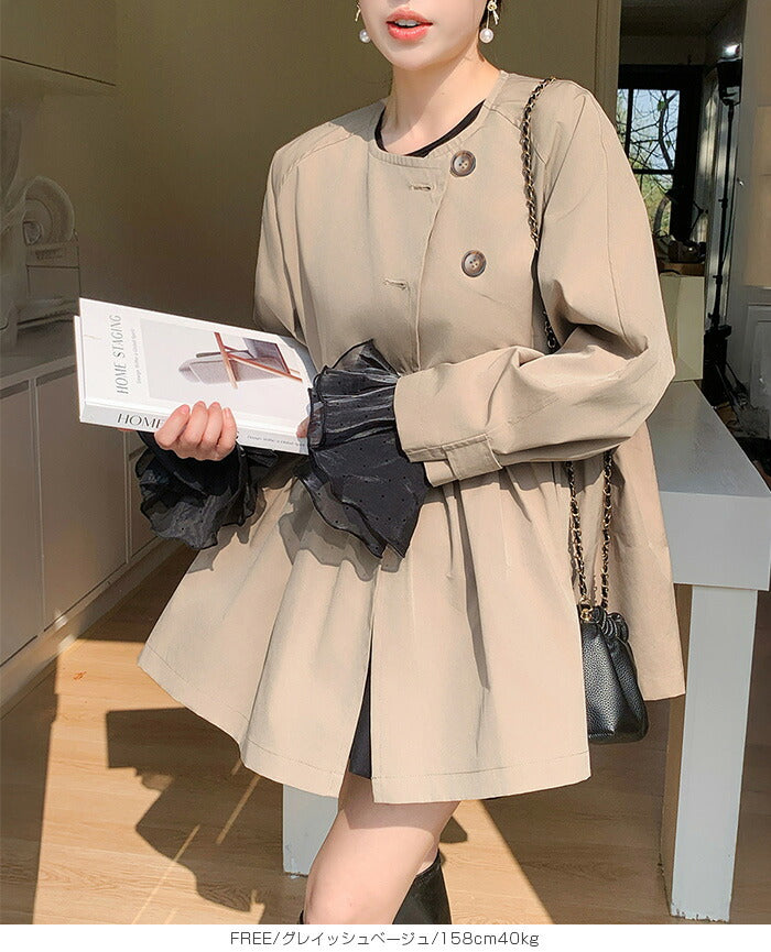 ペプラムデザインスプリングコート