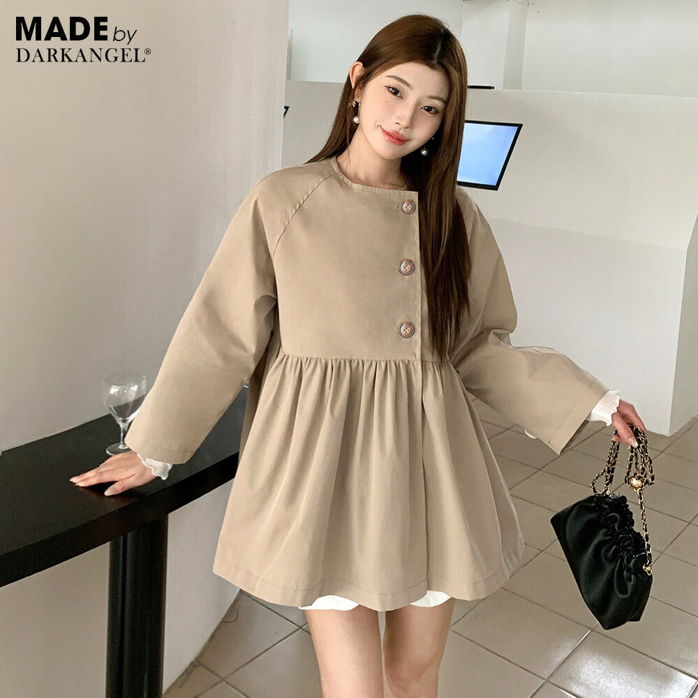 ペプラムデザインスプリングコート