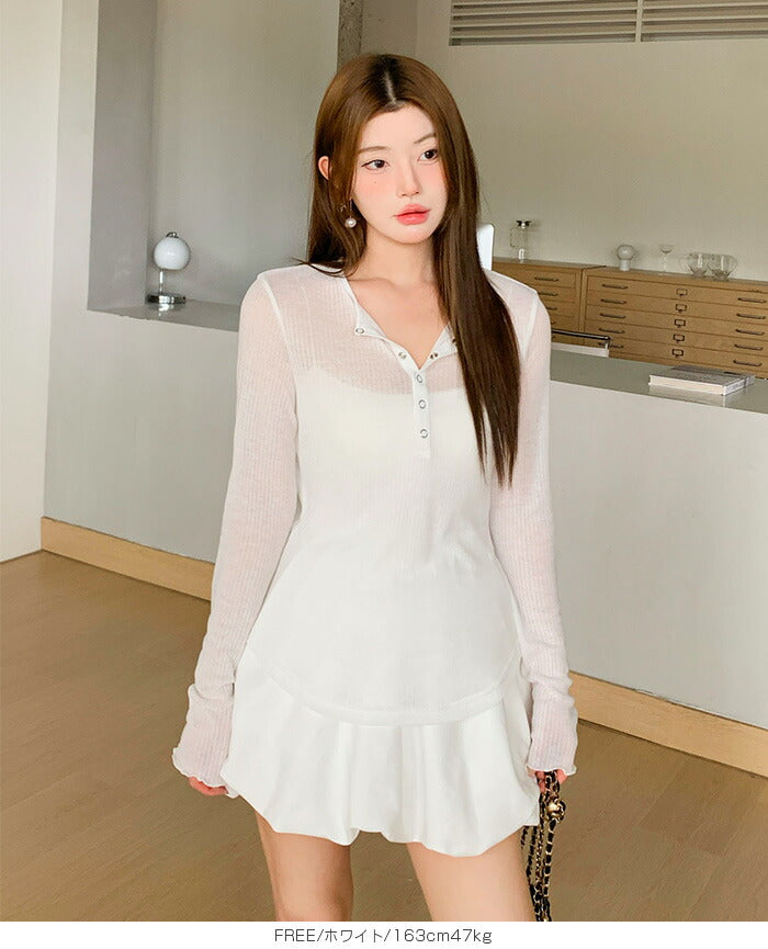 ヘンリーネックシアートップス