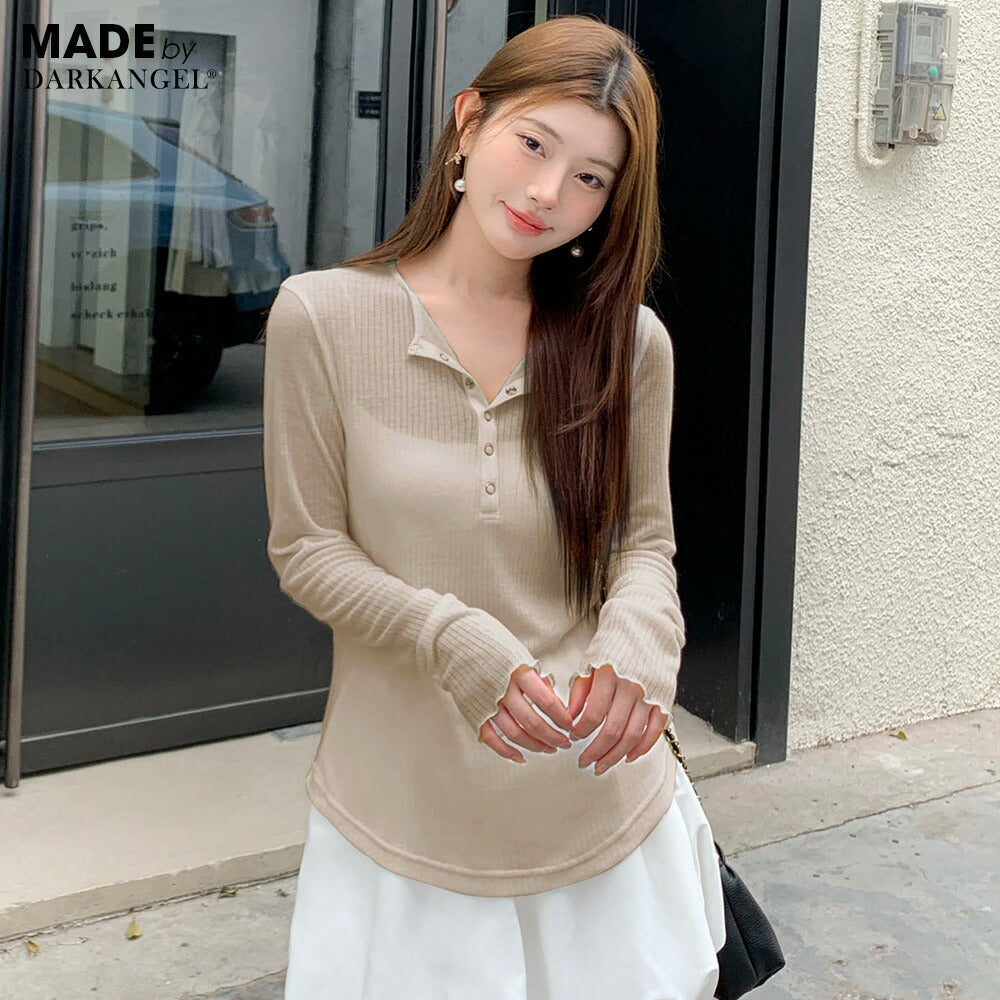 ヘンリーネックシアートップス