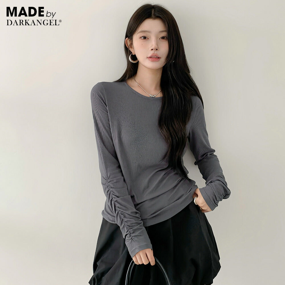 袖シャーリングトップス