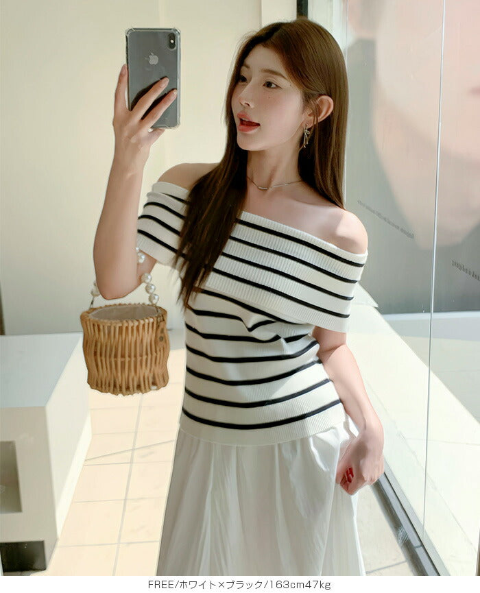 オフショルダーノースリニット