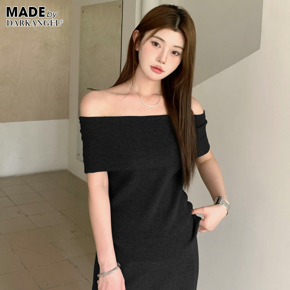 オフショルダーノースリニット