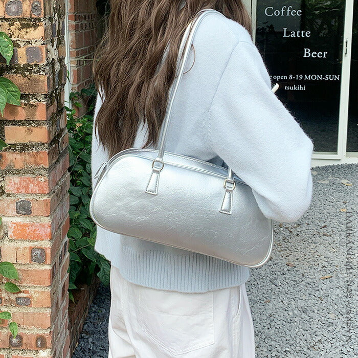 ボストンフェイクレザーショルダーバッグ