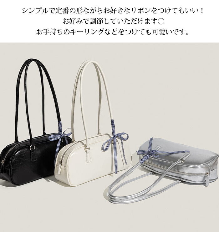 ボストンフェイクレザーショルダーバッグ