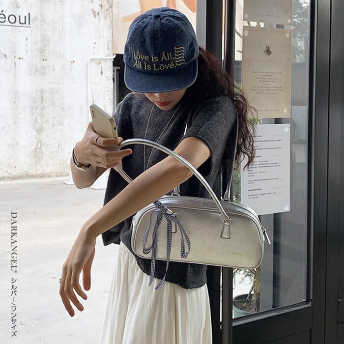 ボストンフェイクレザーショルダーバッグ