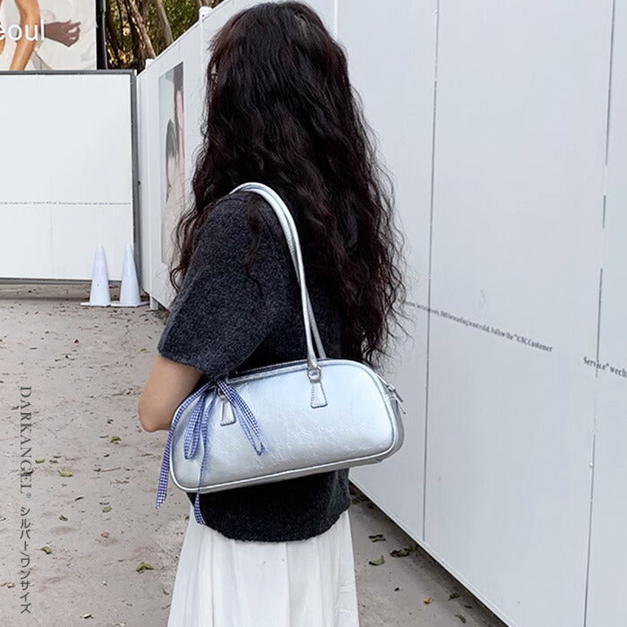 ボストンフェイクレザーショルダーバッグ