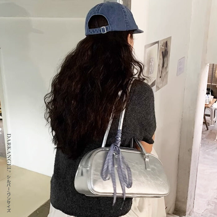 ボストンフェイクレザーショルダーバッグ