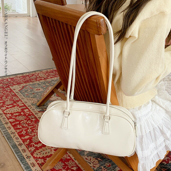 ボストンフェイクレザーショルダーバッグ