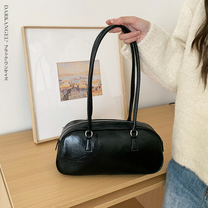 ボストンフェイクレザーショルダーバッグ