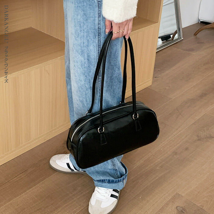 ボストンフェイクレザーショルダーバッグ