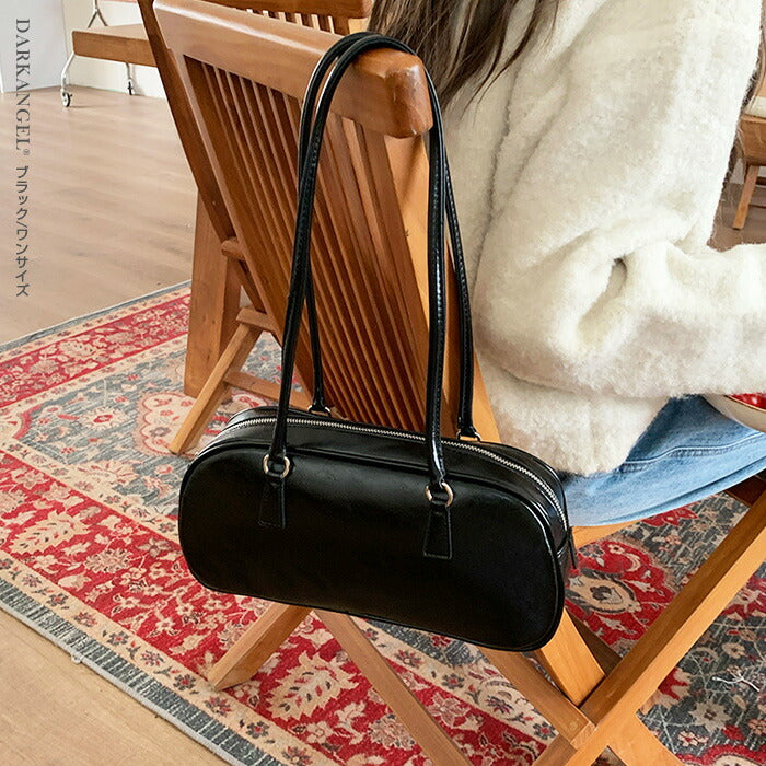 ボストンフェイクレザーショルダーバッグ