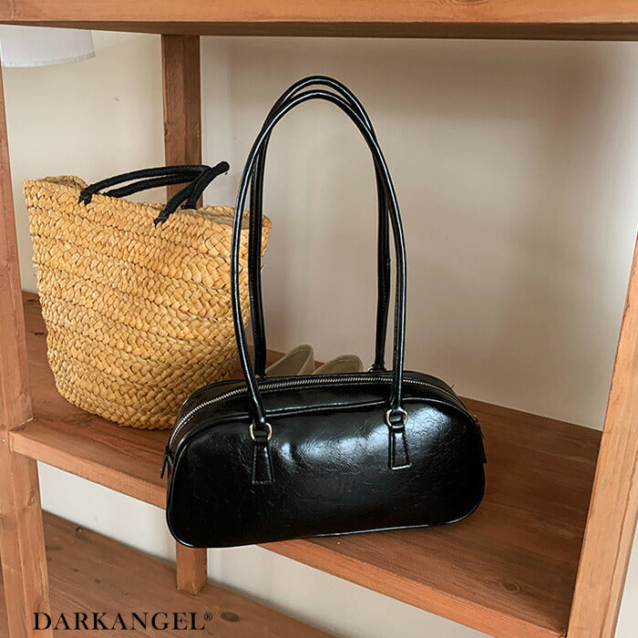 ボストンフェイクレザーショルダーバッグ