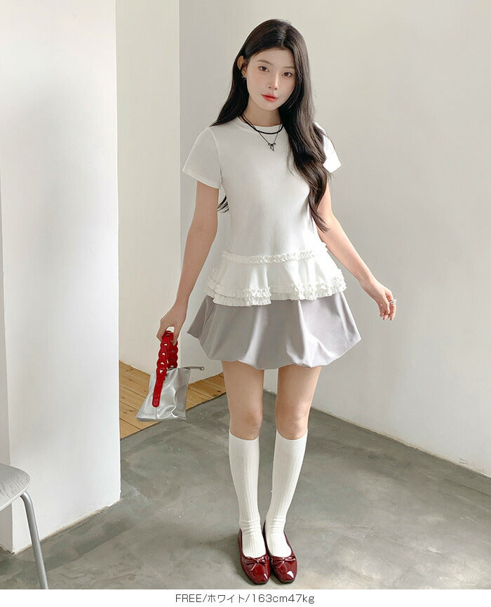 フリルペプラムTシャツ