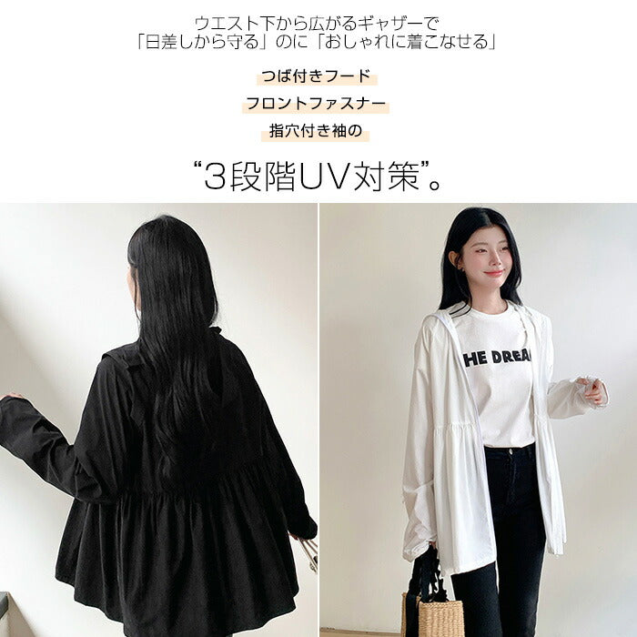 ギャザーデザインUVパーカー