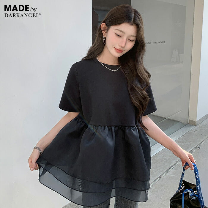 3段シアーペプラムポンチTシャツ