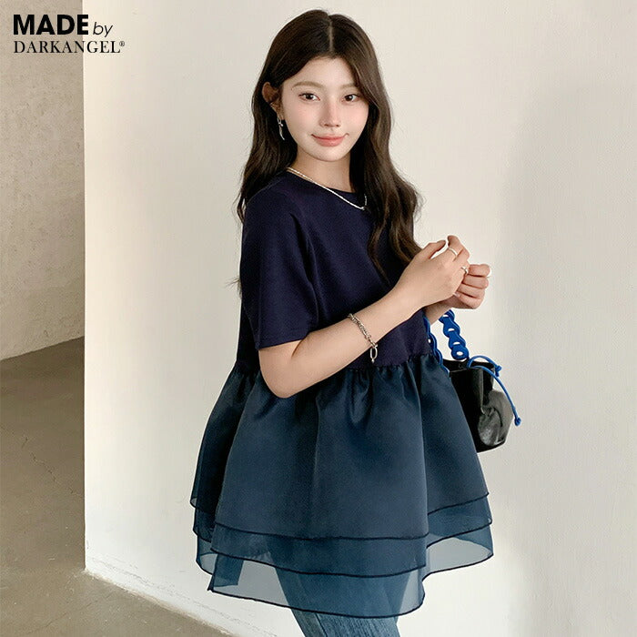 3段シアーペプラムポンチTシャツ