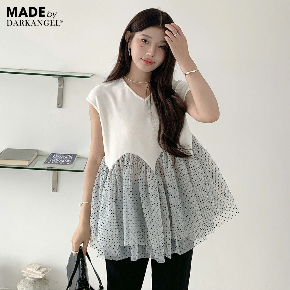 3段シアーペプラムポンチTシャツ