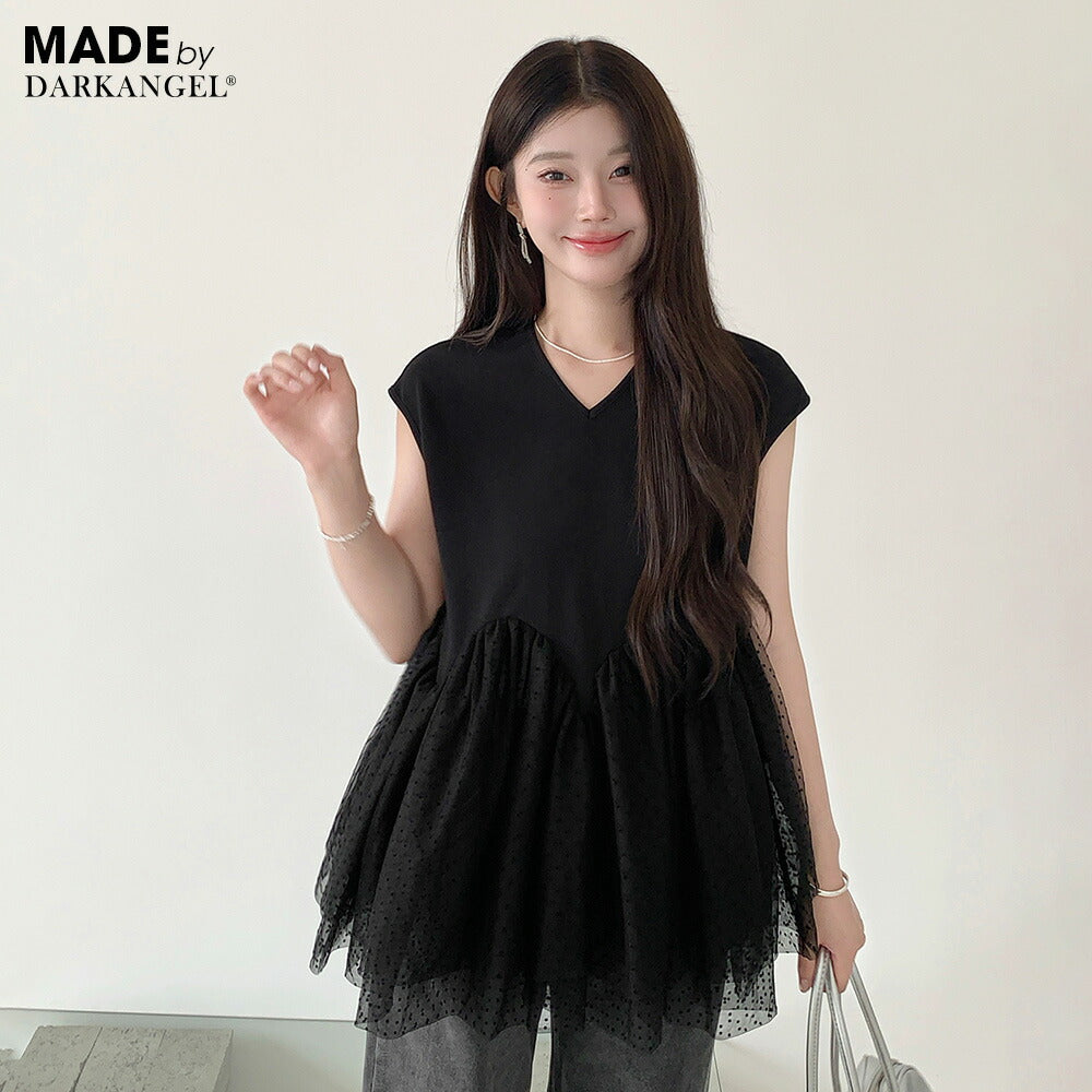 3段シアーペプラムポンチTシャツ