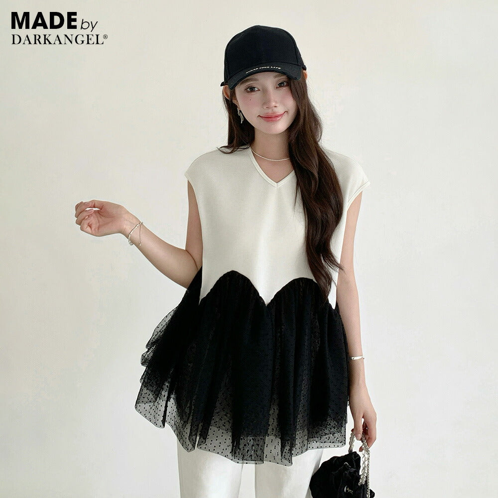 3段シアーペプラムポンチTシャツ