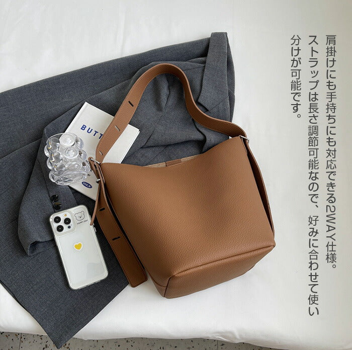 本革風バケツ型トートバッグ