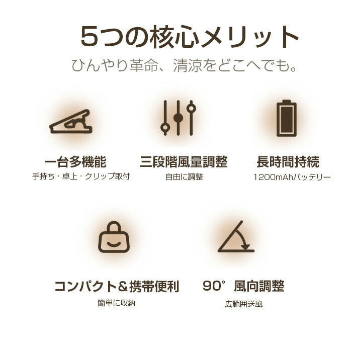 2WAYクリップ式ミニ扇風機